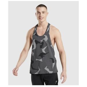 Gymshark‎ Critical Stringer Tank Top Men's Large Black Gray Camo Abstract
